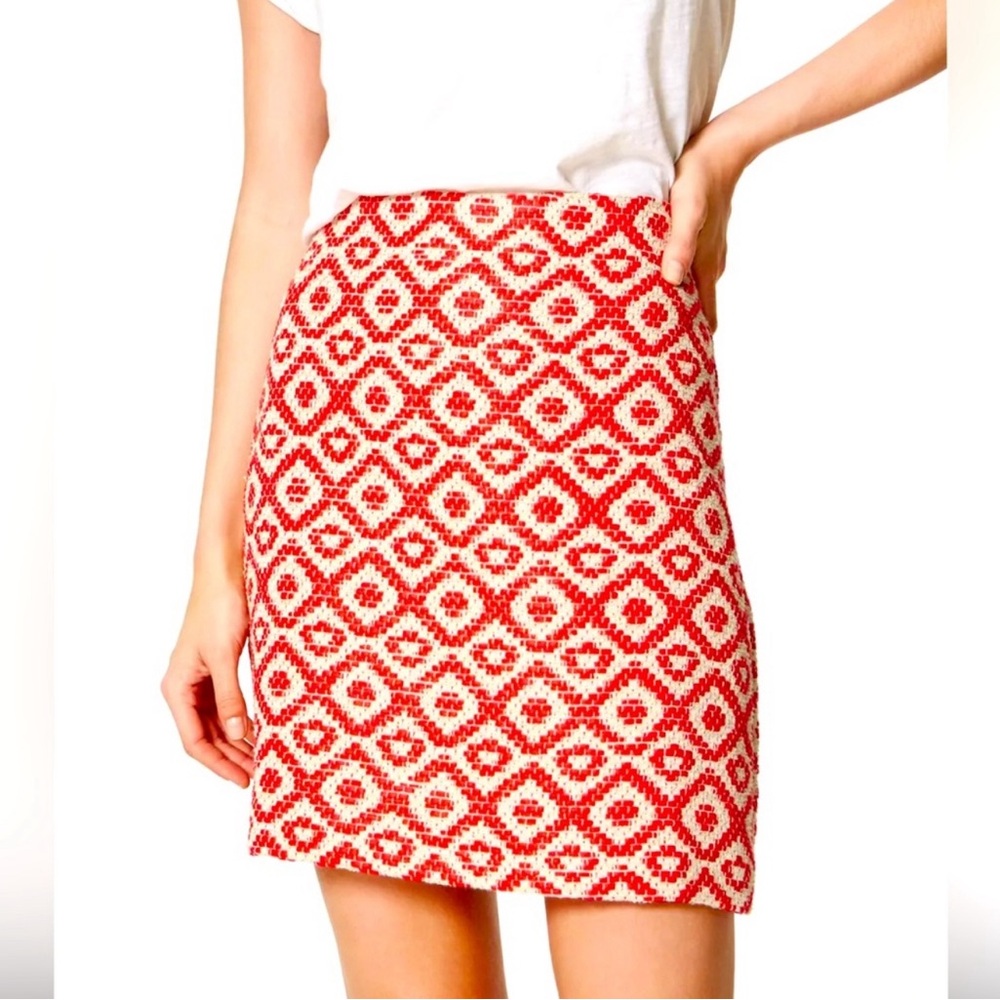 Loft Red Geometric Print Skirt